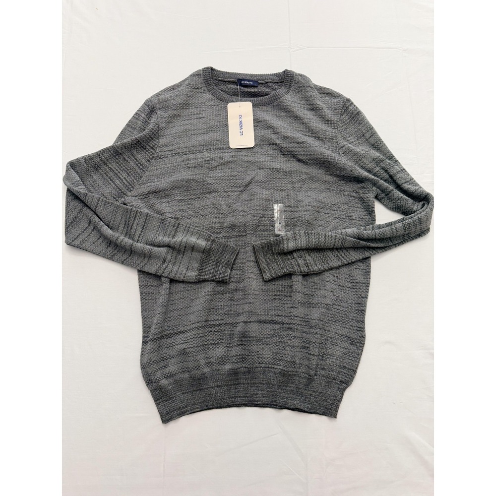LC Waikiki Sweater Mens Large Gray Standard Fit Textured Knit Crewneck Pullover